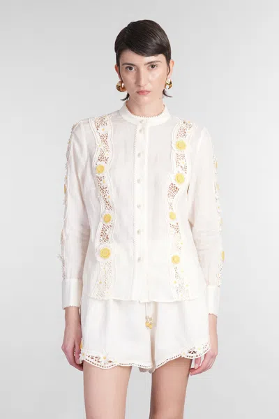 Zimmermann White Everley Shirt In Beige