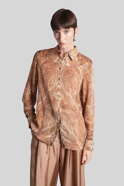 Zimmermann Shirt In Beige Silk In Brown