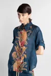 Zimmermann Womens Dark Blue Palm Floral Ascension Relaxed-fit Silk Shirt Xs In Blue