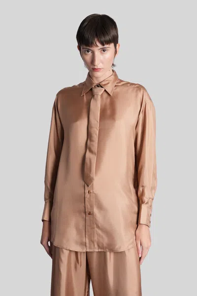 Zimmermann Shirt In Camel Silk In Brown