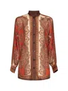 Zimmermann Tangerine Paisley-print Silk Habotai Mahon Dolman Shirt In Multi