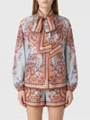 Zimmermann Paisley Floral Pure Silk Blouse With Self-tie Neck Detail In Multi