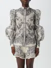 Zimmermann Printed Linen Blend Crush Shirt In Beige