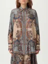 Zimmermann Womens Blue Cream Indienne Ascension Manstyle Graphic-pattern Silk Shirt