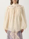 Zimmermann Cream Ramie Coco Embroidered Blouse In Neutral