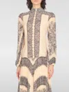Zimmermann Sunray Pleated Blouse In Tea Paisley In Ivory