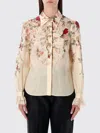 Zimmermann Cream Cascade Print Hypnotic Tux Shirt In White