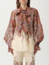 Zimmermann Rhiannon Multicolor Blouse With Tie Closure On The Front And Paisley Print In Ramie Woman In Brown