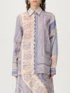 Zimmermann Mixed-print Shirt With Button Front In Blue