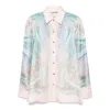 Zimmermann Womens Illuminate Printed Relaxed-fit Silk Shirt Blue Agate Xl