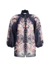 Zimmermann Rhiannon Billow Blue Blouse With High Neck And All-over Paisley Print In Ramie Woman In Blue