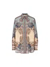Zimmermann Womens Blue Cream Indienne Ascension Manstyle Graphic-pattern Silk Shirt