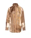 Zimmermann Lucky Brown Shirt With Classic Collar And All-over Floral Print In Silk Woman