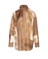 Zimmermann Lucky Brown Shirt With Classic Collar And All-over Floral Print In Silk Woman