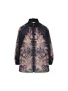 Zimmermann Rhiannon Billow Blue Blouse With High Neck And All-over Paisley Print In Ramie Woman In Blue