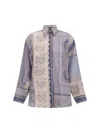 Zimmermann Mixed-print Shirt With Button Front In Blue