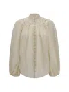 Zimmermann Womens Ivory Lucky Embroidered Cotton Blouse
