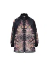 Zimmermann Rhiannon Billow Blue Blouse With High Neck And All-over Paisley Print In Ramie Woman In Blue
