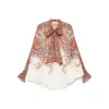 Zimmermann Rhiannon Multicolor Blouse With Tie Closure On The Front And Paisley Print In Ramie Woman In Multi
