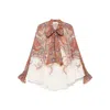 Zimmermann Rhiannon Multicolor Blouse With Tie Closure On The Front And Paisley Print In Ramie Woman In Multi