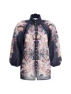 Zimmermann Rhiannon Billow Blue Blouse With High Neck And All-over Paisley Print In Ramie Woman In Black