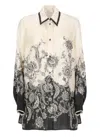 Zimmermann White Floral And Paisley Print Shirt With Contrasting Trim In Multi