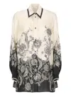 Zimmermann White Floral And Paisley Print Shirt With Contrasting Trim In Multi