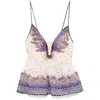 Zimmermann Maxine Plunge Cami Tops Purple In Multi