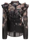 Zimmermann Crush Frill Sleeve Floral Blouse
