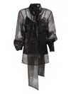Zimmermann Hypnotic Floral Silk Organza Blouse In Black