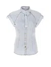 Zimmermann Stylish Top Featuring Tie Collar And Folded Cuffs In Blue