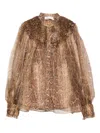 Zimmermann Hypnotic Smocked Long-sleeved Blouse In Brown