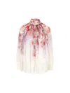Zimmermann Crush Pleated Floral-print Crepon Blouse In Floral