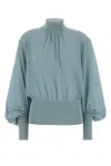 Zimmermann Light Blue Cotton Blend Hypnotic Sweater In Gray