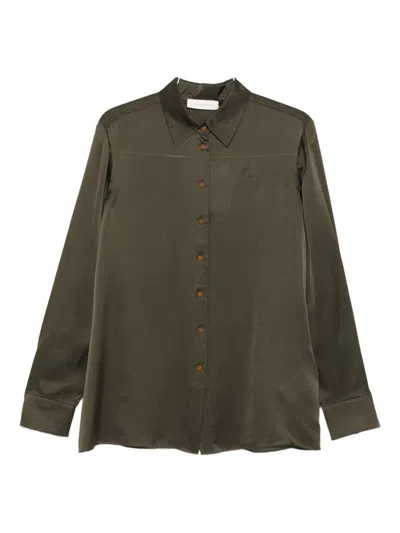 ZIMMERMANN ZIMMERMANN MOSS GREEN SILK SHIRT