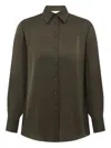 Zimmermann Hypnotic Logo-embroidered Silk-satin Shirt In Green