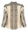 Zimmermann Sunray Pleated Blouse In Tea Paisley In Beige