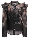 Zimmermann Crush Frill Sleeve Floral Blouse In Multi