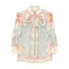 Zimmermann Womens Wallpaper Floral Mint Daylight Balloon-sleeves Woven Blouse Xs In Multi