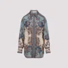 Zimmermann Womens Blue Cream Indienne Ascension Manstyle Graphic-pattern Silk Shirt