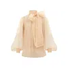 Zimmermann Memento Organza Bow-lace Blouse In Brown
