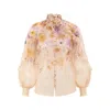 Zimmermann Printed Linen Blend Memento Shirt In Multi