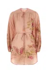 Zimmermann Antiqued Pink Satin Cascadiant Blouse In Orange