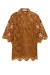 Zimmermann Coco Lace Tunic Top In Biscuit In Orange
