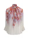 Zimmermann Floral Print Crush Blouse In White