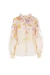Zimmermann Memento Ruffled Floral-print Blouse In White
