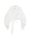 Zimmermann Rebellion Balloon-sleeve Tie Blouse In White