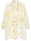 Zimmermann Delicate Floral Playsuit With Removable Belt And Ruffled Edges In Multicolour
