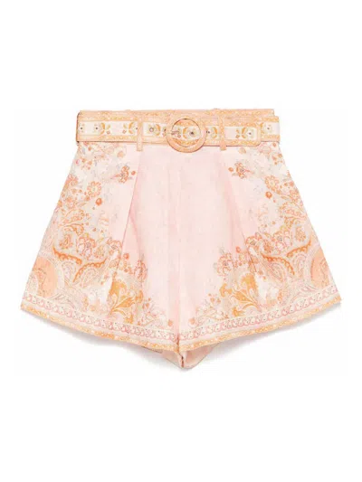 Zimmermann Acacia Linen Tuck Shorts In Multi