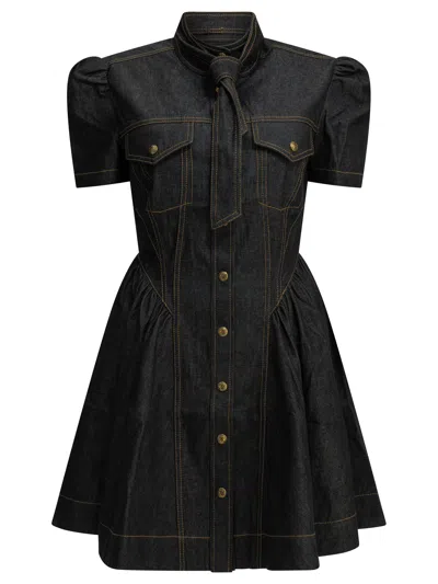 Zimmermann Short Denim Dress In Brown